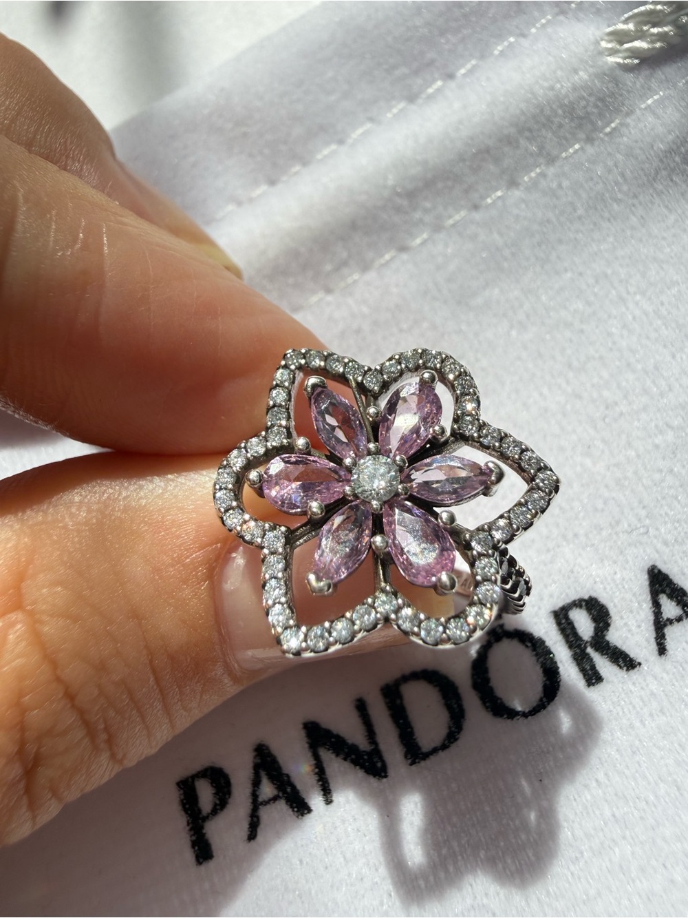 Pandora Double Flower Cocktail Ring
Sterling silver size 6 NEW WITHOUT BAG!